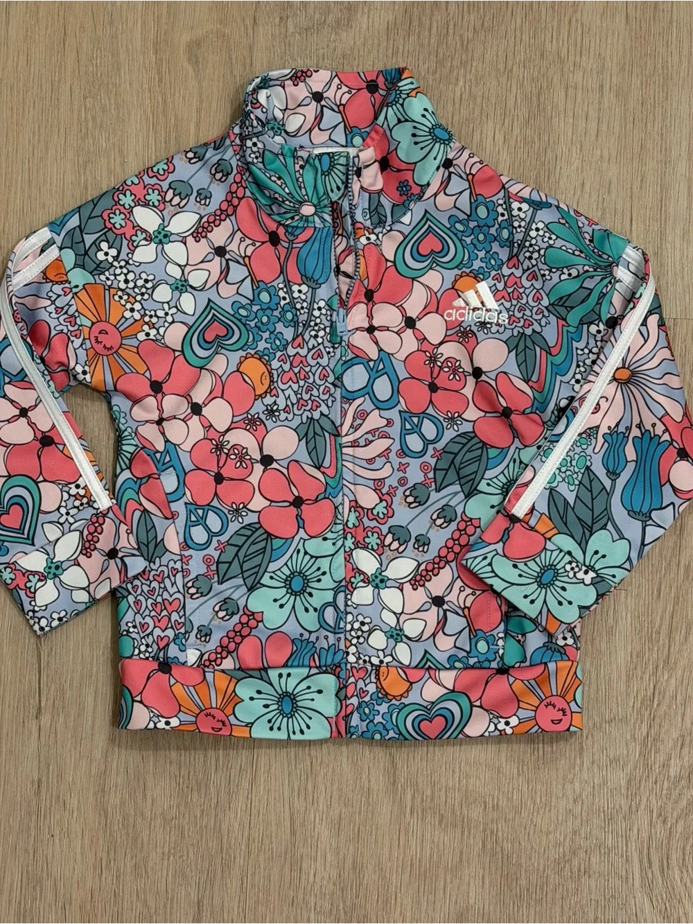 Adidas Girls Floral Zip-Front Jacket | 24 M